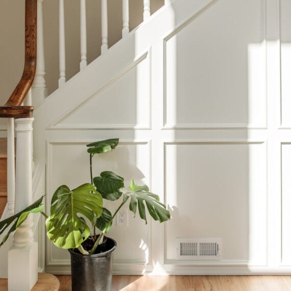 Interior photography capturing the stylish new stairway of a residential home in Vancouver, WA