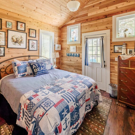 Interior shot of beautiful wood interior of Beach House in Neskowin, OR.